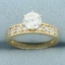 Cz Engagement Ring In 14k Yellow Gold