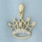 Diamond Crown Pendant In 10k Yellow Gold
