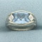 Vintage Sky Blue Topaz And Diamond Filigree Ring In 10k White Gold