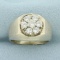 Mens Diamond Target Ring In 14k White Gold