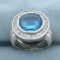 Checkerboard Cut Swiss Blue Topaz And Diamond Ring In 18k White Gold