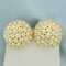 Diamond Cut Dome Button Earrings In 14k Yellow Gold