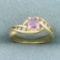 Pink Topaz And Diamond Childs Ring In 14k Yellow Gold