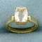 Checkerboard Cut Quartz Solitaire Ring In 14k Yellow Gold