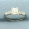 Antique Old European Diamond Engagement Ring In 14k White Gold