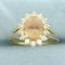 Golden Citrine And Diamond Halo Ring In 14k Yellow Gold