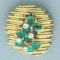 Designer Emerald And Diamond Pendant Or Slide In 18k Yellow Gold