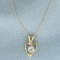 Aquamarine And Diamond Heart Necklace In 14k Yellow Gold