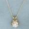 Diamond Solitaire Necklace In 14k Yellow Gold