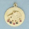Engravable Ruby And Sapphire House Charm In 14k Yellow Gold