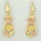 Harley Davidson Tri Color Butterfly Dangle Earrings In 10k Yellow, Green, And Rose Gold