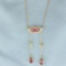 Vintage Morganite And Diamond Lavalier Dangle Necklace In 14k Yellow Gold