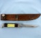 Vintage West Cut Western Cutlery Fixed Blade Knife With Sheath