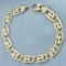 Mens Italian Fancy Designer Link Two Tone Bracelet In 10k Yellow And White Gold