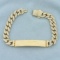 Engravable Pave Diamond Id Name Bracelet In 14k Yellow Gold