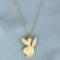 Vintage Diamond Playboy Bunny Necklace In 14k Yellow Gold