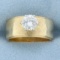 Wide Band 3/4ct Diamond Solitaire Ring In 14k Yellow Gold