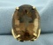 40ct Smokey Topaz Statement Ring In 18k Yellow Gold