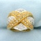 Designer Diamond Criss Cross Statement Ring In 18k Yellow And White Gold