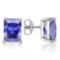 6x4mm Octagon Cut Lab Tanzanite 1.35ctw Stud Earrings In Sterling Silver