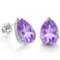7x5mm Pear Cut Amethyst 1.85ctw Stud Earrings In Sterling Silver