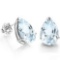 7x5mm Pear Cut Aquamarine 1.85ctw Stud Earrings In Sterling Silver