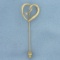 Vintage Diamond Heart Pin In 14k Yellow Gold