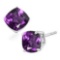 6mm Cushion Cut Amethyst 1.85ctw Stud Earrings In Sterling Silver