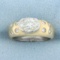 Designer Oval Diamond Engagement Ring In 14k Yellow And White Gold