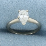 1ct Pear Diamond Solitaire Engagement Ring In 14k White Gold