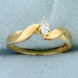 Vintage Designer Marquise Diamond Solitaire Engagement Ring In 14k Yellow Gold