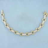 Diamond Cable Link Tennis Bracelet In 14k Yellow And White Gold