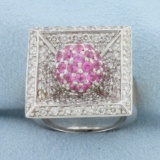 Interchangeable Pink Sapphire And Diamond Ring In 14k White Gold