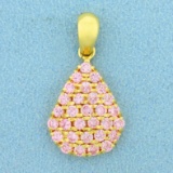Designer Morganite Teardrop Pendant In 18k Yellow Gold
