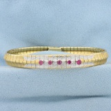 Pink Sapphire Omega Bracelet In 18k Yellow And White Gold