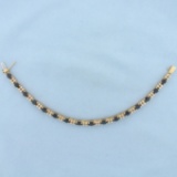 Natural Sapphire And Diamond Tennis Bracelet In 14k Yellow Gold