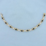 Natural Sapphire And Diamond Tennis Bracelet In 14k Yellow Gold