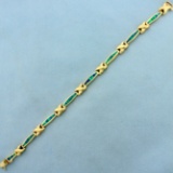 Black Opal Line Tennis Bracelet In 14k Yellow Gold