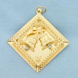 Engravable Marriage Bells Diamond Pendant Or Charm In 14k Yellow Gold