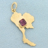 Thailand Ruby Charm Or Pendant In 18k Yellow Gold
