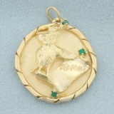Inscribable Owl Graduation Pendant In 14k Yellow Gold