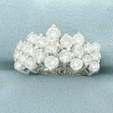 Vintage Diamond Cocktail Ring In 14k White Gold