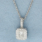 Radiant Diamond Necklace In 14k White Gold