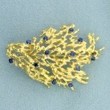 Italian Designer Sapphire Pin In 18k Yellow Gold