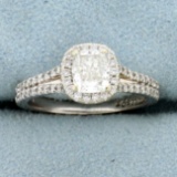 Gia 1.3ct Tw Halo Engagement Ring In 14k White Gold