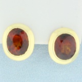 Bezel Set Citrine Stud Earrings In 18k Yellow Gold