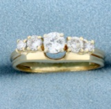 Vintage Five Stone Diamond Wedding Or Anniversary Ring In 14k Yellow Gold