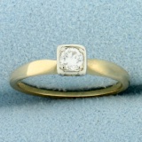Vintage Bezel Set Diamond Solitaire Engagement Ring In 14k Yellow And White Gold