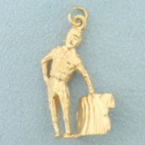 Bull Fighting Matador Charm Or Pendant In 14k Yellow Gold