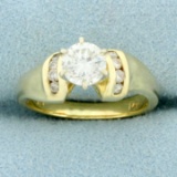 Unique Designer Accented Diamond Engagement Ring In 14k Yellow Gold